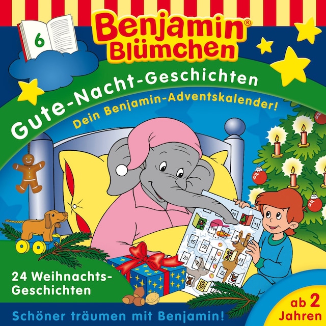 Boekomslag van Benjamin Blümchen, Gute-Nacht-Geschichten, Folge 6: 24 Weihnachtsgeschichten (Ungekürzt)