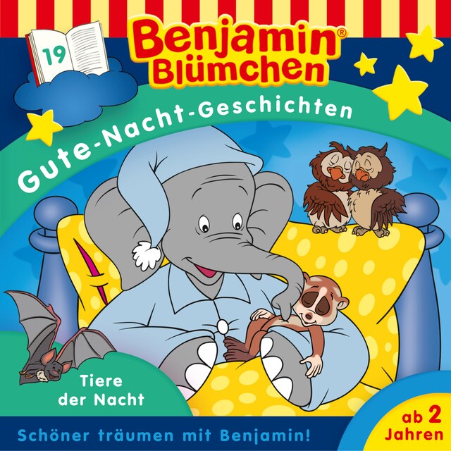 Buchcover für Benjamin Blümchen, Gute-Nacht-Geschichten, Folge 19: Tiere der Nacht