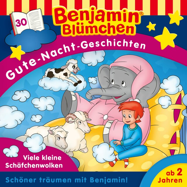 Buchcover für Benjamin Blümchen, Gute-Nacht-Geschichten, Folge 30: Viele kleine Schäfchenwolken