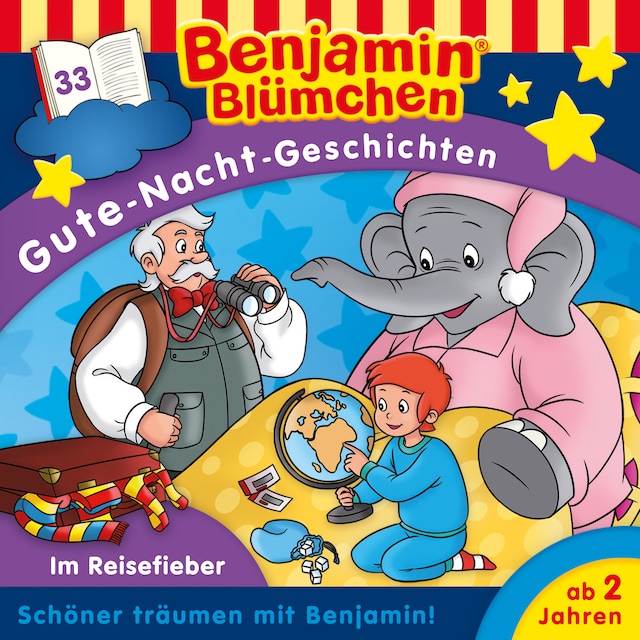 Okładka książki dla Benjamin Blümchen, Gute-Nacht-Geschichten, Folge 33: Im Reisefieber