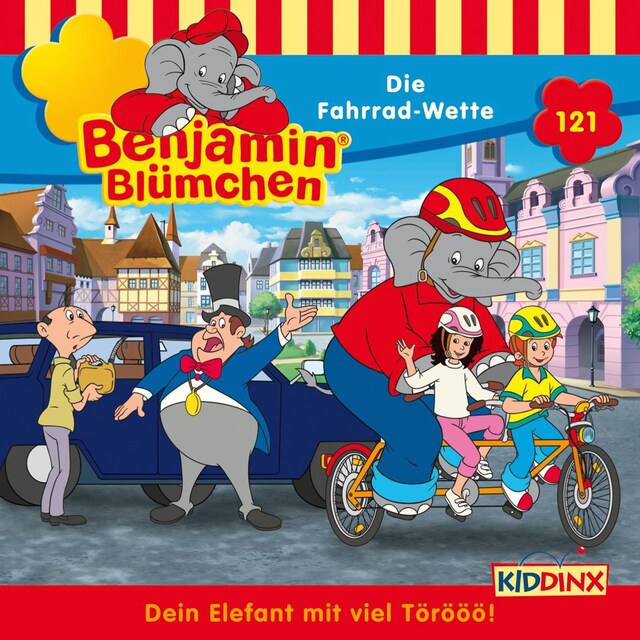 Buchcover für Benjamin Blümchen, Folge 121: Die Fahrrad-Wette