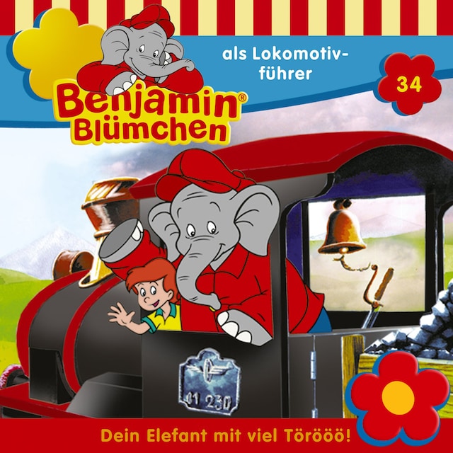 Boekomslag van Benjamin Blümchen, Folge 34: Benjamin als Lokomotivführer