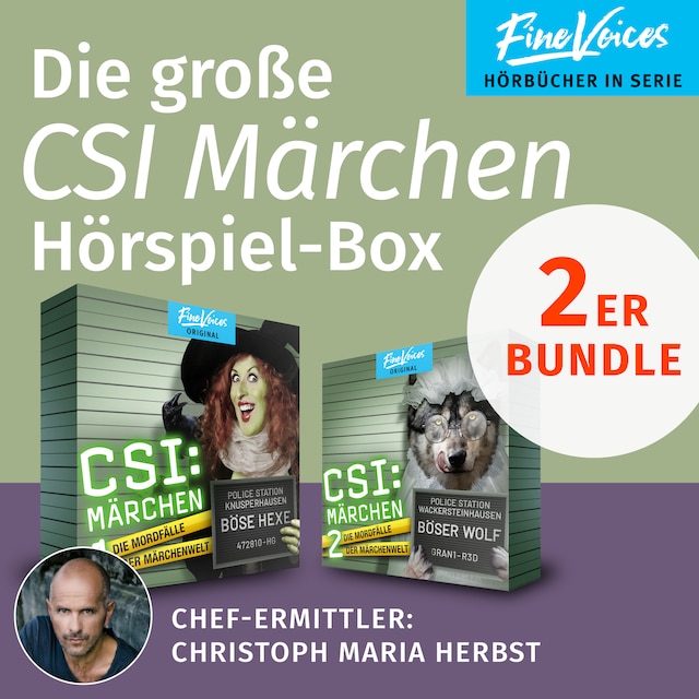 Couverture de livre pour Die große CSI Märchen Hörspiel-Box - Teil 1 + 2 (Böse Hexe + Böser Wolf) (ungekürzt)