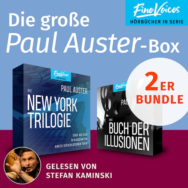 Book cover for Die große Paul Auster-Box - Die New York-Trilogie + Das Buch der Illusionen (ungekürzt)