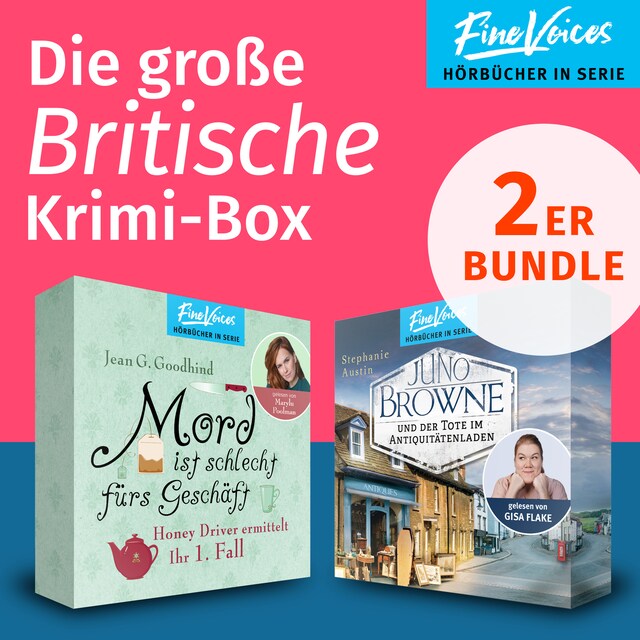 Die große Britische Krimi-Box - Mord ist schlecht fürs Geschäft: Honey Driver ermittelt + Juno Browne und der Tote im Antiquitätenladen: Juno Browne Krimi (ungekürzt) Book cover for Die große Britische Krimi-Box - Mord ist schlecht fürs Geschäft: Honey Driver ermittelt + Juno Browne und der Tote im Antiquitätenladen: Juno Browne Krimi (ungekürzt)