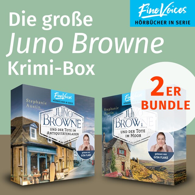 Book cover for Die große Juno Browne Krimi-Box - Juno Browne und der Tote im Antiquitätenladen + Juno Browne und der Tote im Moor (ungekürzt)