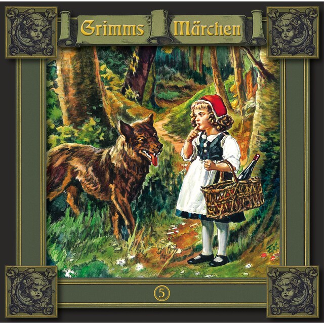Portada de libro para Grimms Märchen, Folge 5: Rotkäppchen / Einäuglein, Zweiäuglein, Dreiäuglein / Tischlein deck dich, Goldesel und Knüppel aus dem Sack