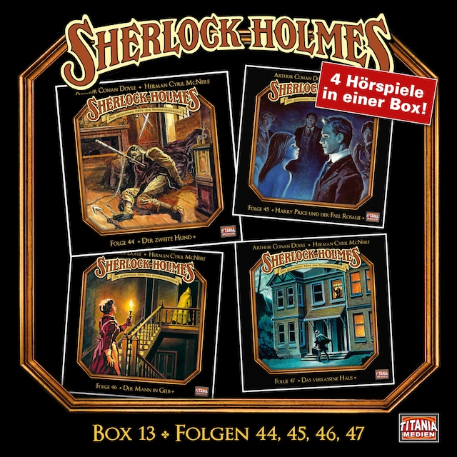 Book cover for Sherlock Holmes - Die geheimen Fälle des Meisterdetektivs, Box 13: Folgen 44, 45, 46, 47