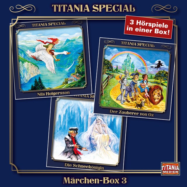 Kirjankansi teokselle Titania Special, Märchenklassiker, Box 3: Nils Holgersson, Der Zauberer von Oz, Die Schneekönigin