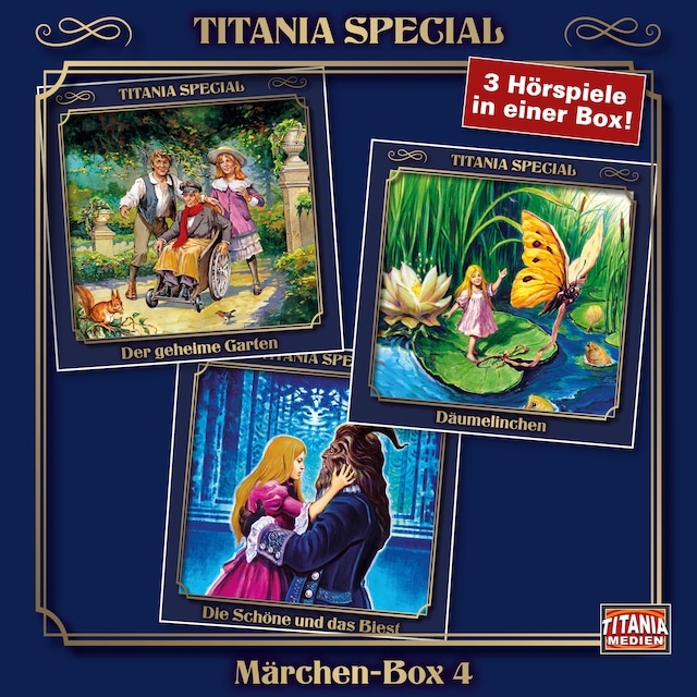 Buchcover für Titania Special, Märchenklassiker, Box 5: Der geheime Garten, Däumelinchen, Die Schöne und das Biest