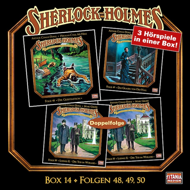 Okładka książki dla Sherlock Holmes - Die geheimen Fälle des Meisterdetektivs, Box 14: Folgen 48, 49, 50