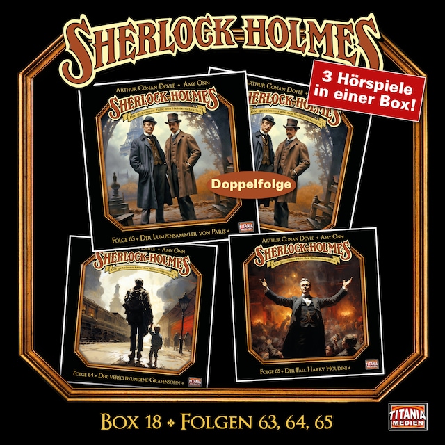 Book cover for Sherlock Holmes - Die geheimen Fälle des Meisterdetektivs, Box 18: Folgen 63, 64, 65