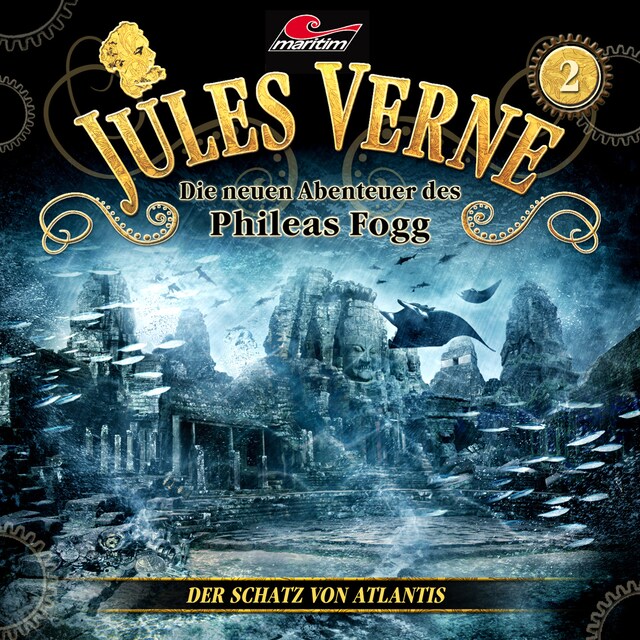 Boekomslag van Jules Verne, Die neuen Abenteuer des Phileas Fogg, Folge 2: Der Schatz von Atlantis