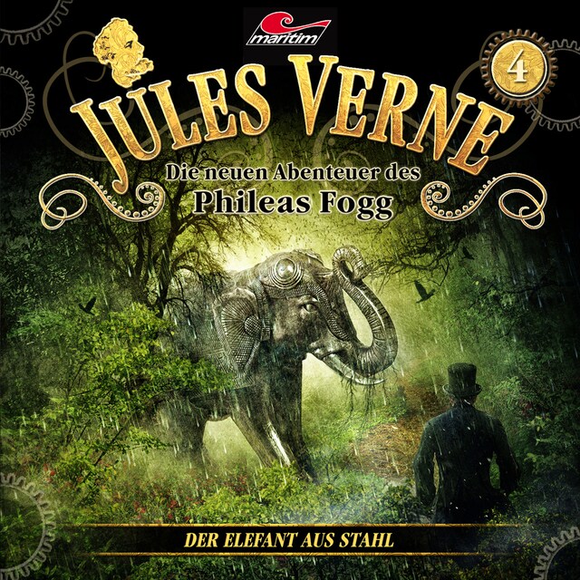 Kirjankansi teokselle Jules Verne, Die neuen Abenteuer des Phileas Fogg, Folge 4: Der Elefant aus Stahl