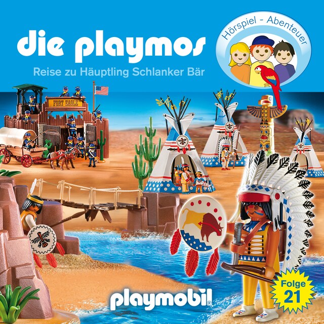 Buchcover für Die Playmos - Das Original Playmobil Hörspiel, Folge 21: Die Reise zu Häuptling Schlanker Bär