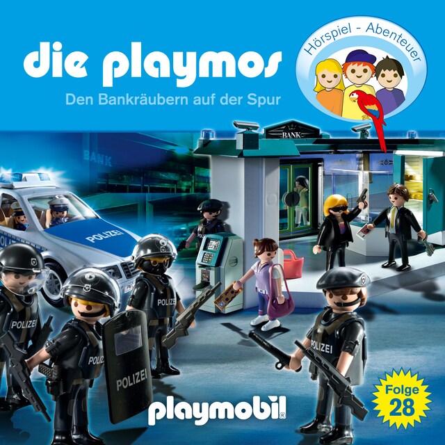 Portada de libro para Die Playmos - Das Original Playmobil Hörspiel, Folge 28: Den Bankräubern auf der Spur