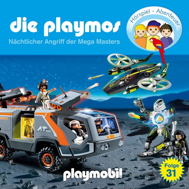 Buchcover für Die Playmos - Das Original Playmobil Hörspiel, Folge 31: Nächtlicher Angriff der Mega Masters