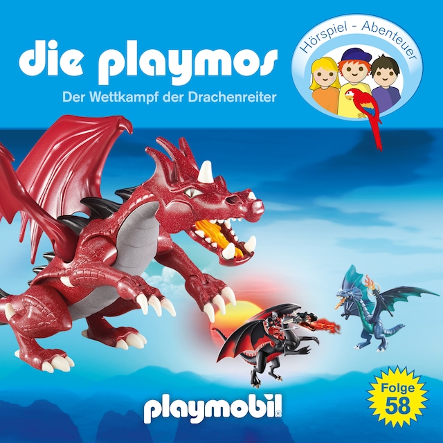 Buchcover für Die Playmos - Das Original Playmobil Hörspiel, Folge 58: Wettkampf der Drachenreiter