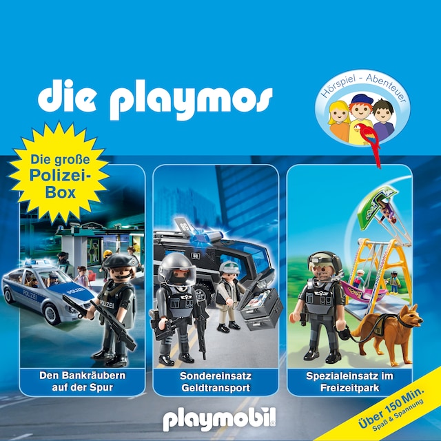 Buchcover für Die Playmos - Das Original Playmobil Hörspiel, Die große Polizei-Box, Folgen 28, 41, 44