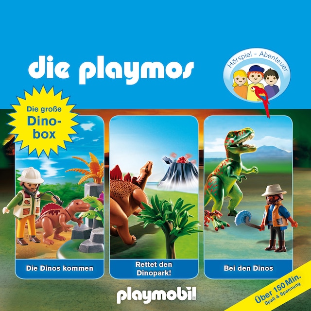 Buchcover für Die Playmos - Das Original Playmobil Hörspiel, Die große Dino-Box, Folgen 3, 17, 30