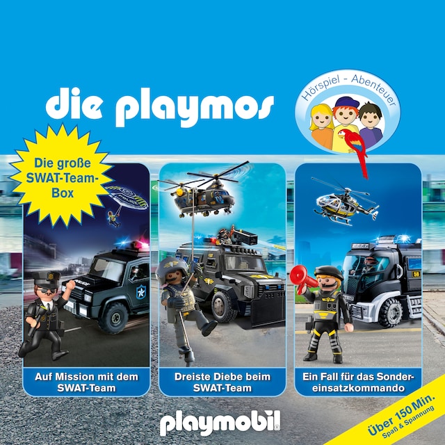 Kirjankansi teokselle Die Playmos - Das Original Playmobil Hörspiel, Die große SWAT-Team-Box, Folgen 68, 78, 85