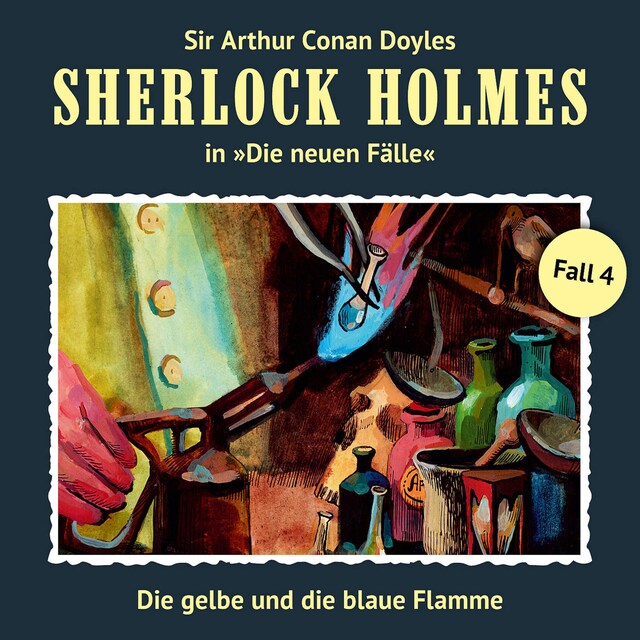 Buchcover für Sherlock Holmes, Die neuen Fälle, Fall 4: Die gelbe und die blaue Flamme