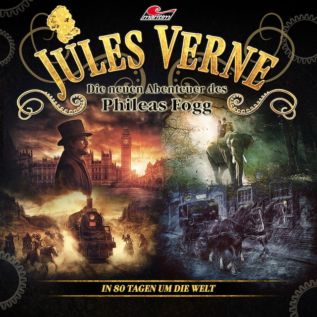 Book cover for Jules Verne, Die neuen Abenteuer des Phileas Fogg, In 80 Tagen um die Welt