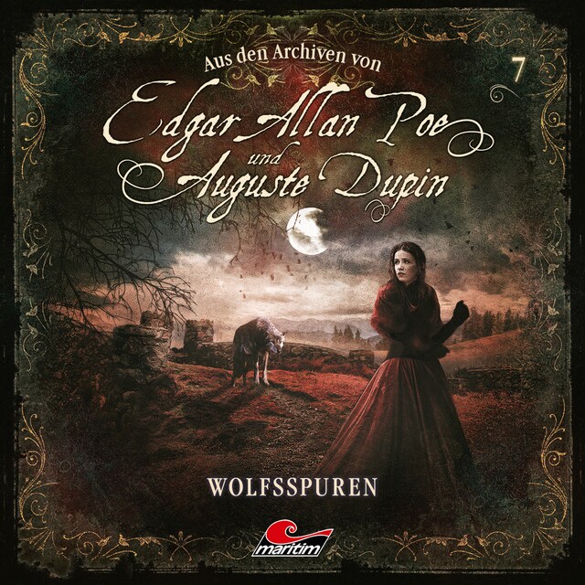 Kirjankansi teokselle Edgar Allan Poe & Auguste Dupin, Aus den Archiven, Folge 7: Wolfsspuren