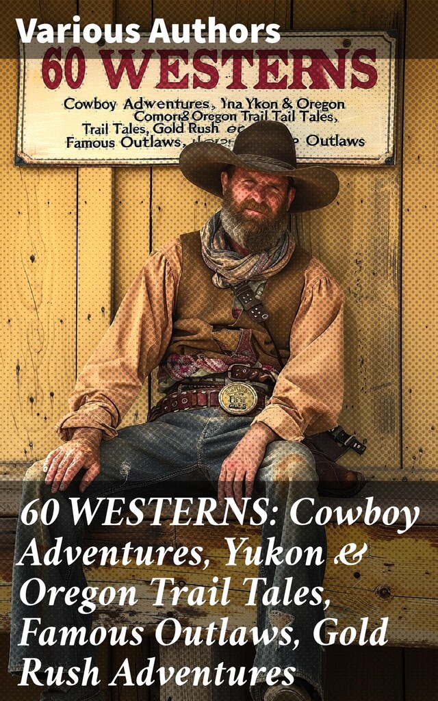 Book cover for 60 WESTERNS: Cowboy Adventures, Yukon & Oregon Trail Tales, Famous Outlaws, Gold Rush Adventures