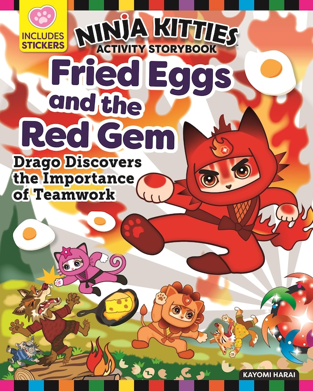 Book cover for Ninja Kitties Fried Eggs and the Red Gem Activity Storybook