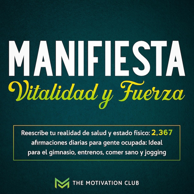 Book cover for Manifiesta vitalidad y fuerza Reescribe tu realidad de salud y estado físico: 2,367 afirmaciones diarias para gente ocupada: Ideal para el gimnasio, entrenos, comer sano y jogging