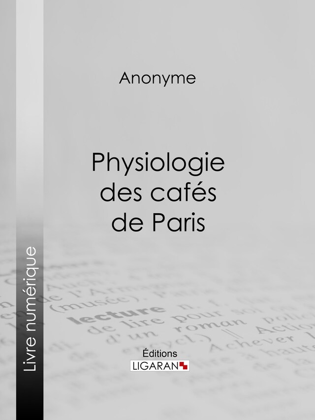 Buchcover für Physiologie des cafés de Paris