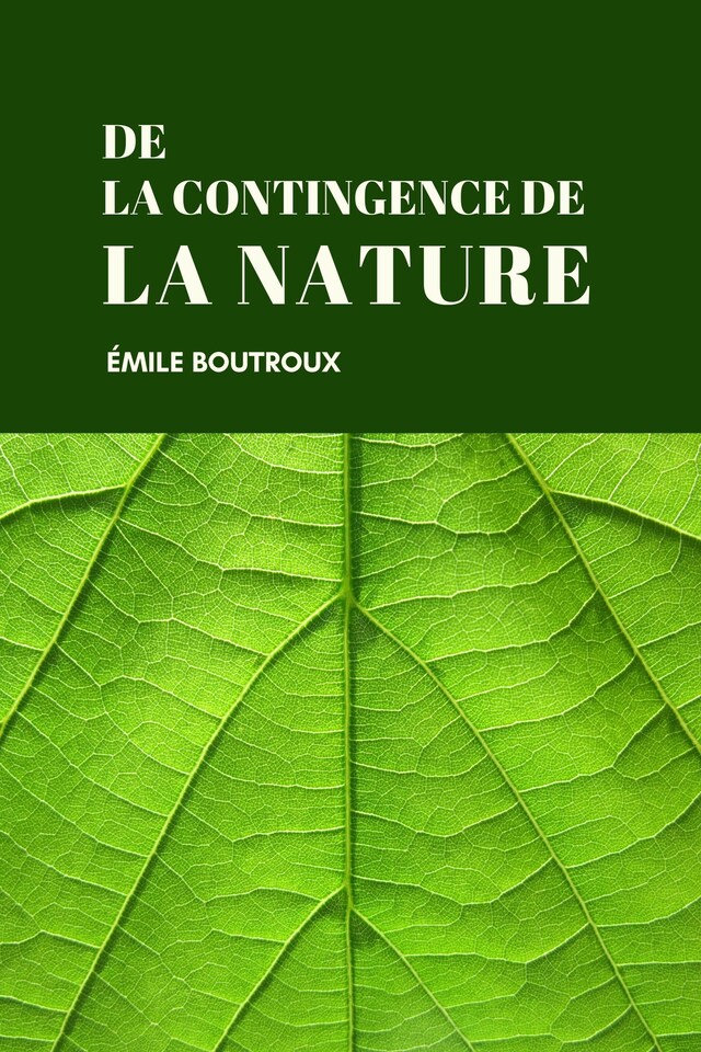 Buchcover für De la contingence des lois de la nature