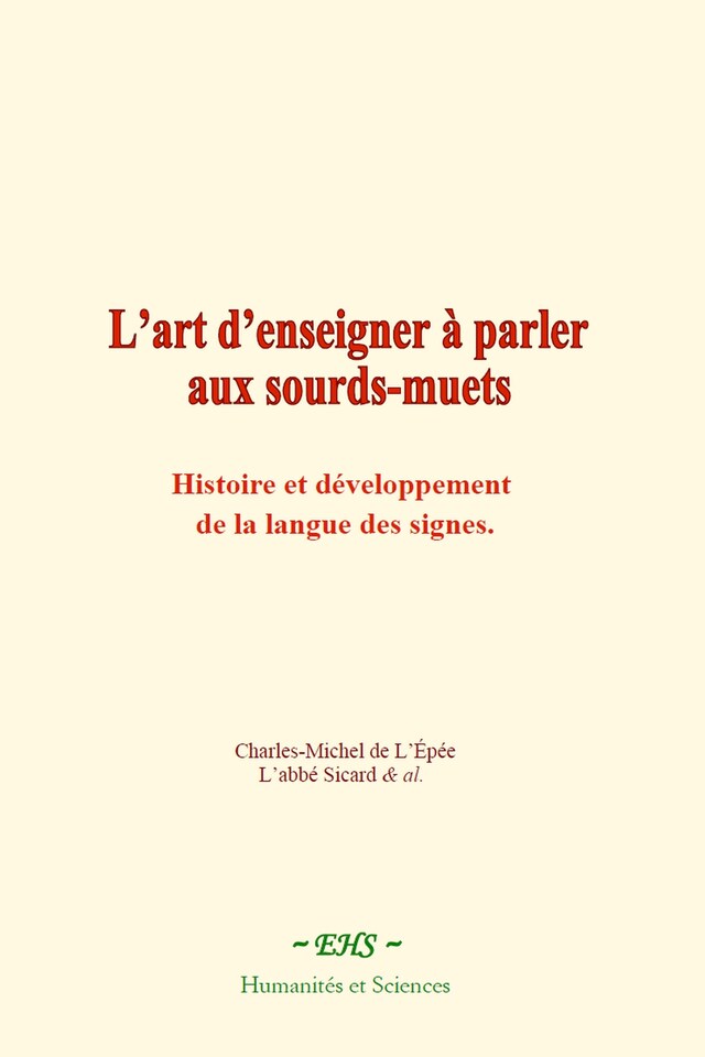 Book cover for L’art d’enseigner à parler aux sourds-muets