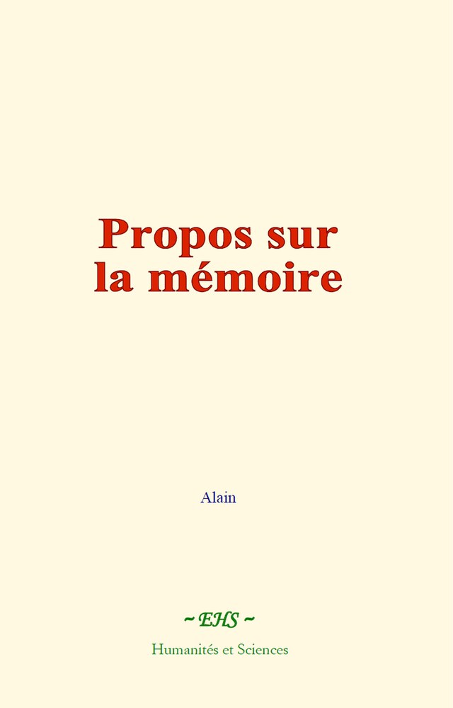 Book cover for Propos sur la mémoire