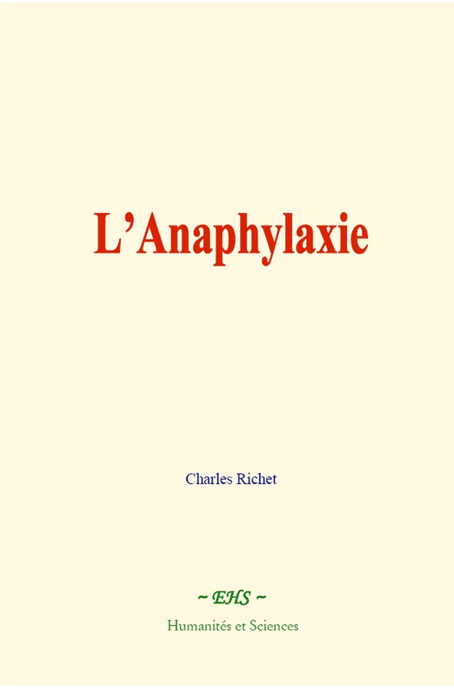 Boekomslag van L’Anaphylaxie