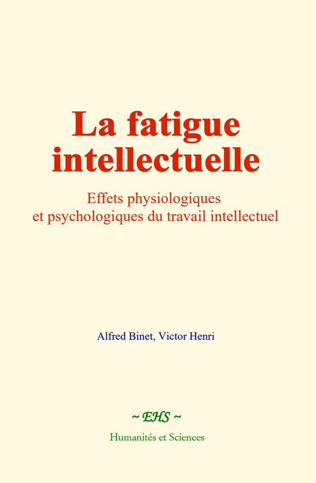 Portada de libro para La fatigue intellectuelle