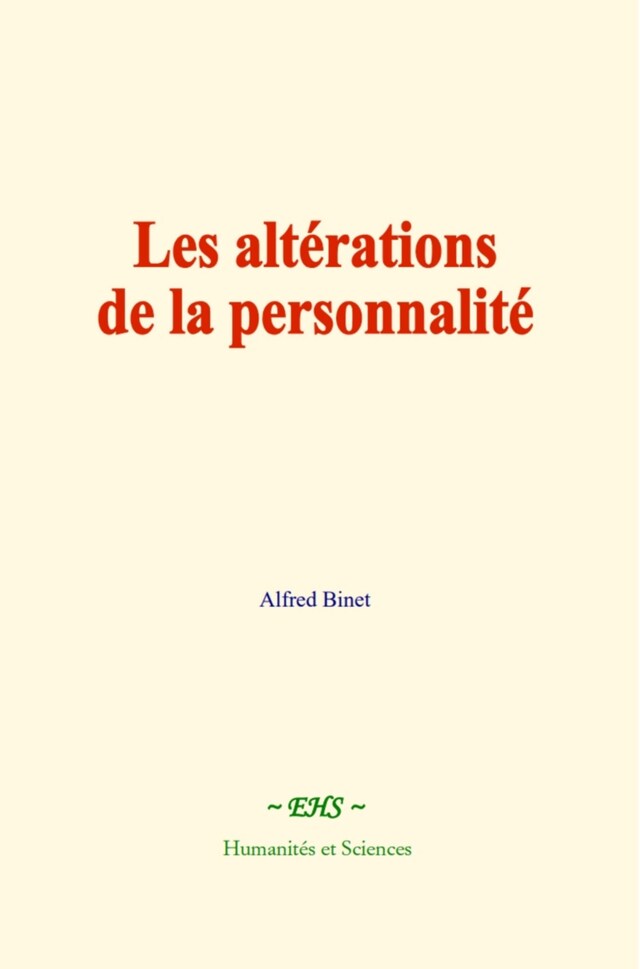 Buchcover für Les altérations de la personnalité