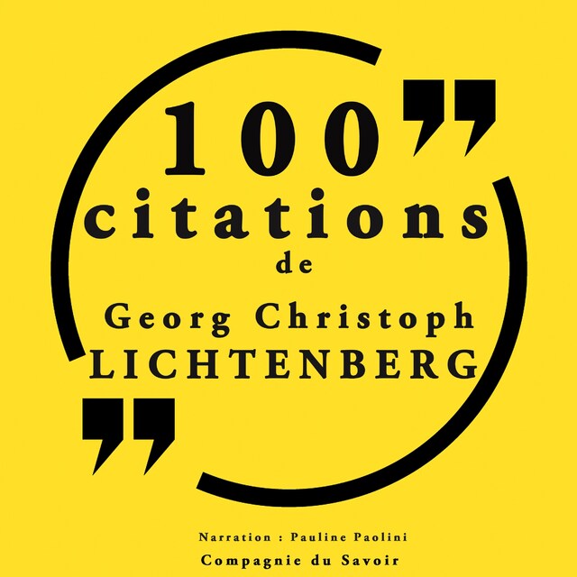 Kirjankansi teokselle 100 citations Georg Christophe Lichtenberg