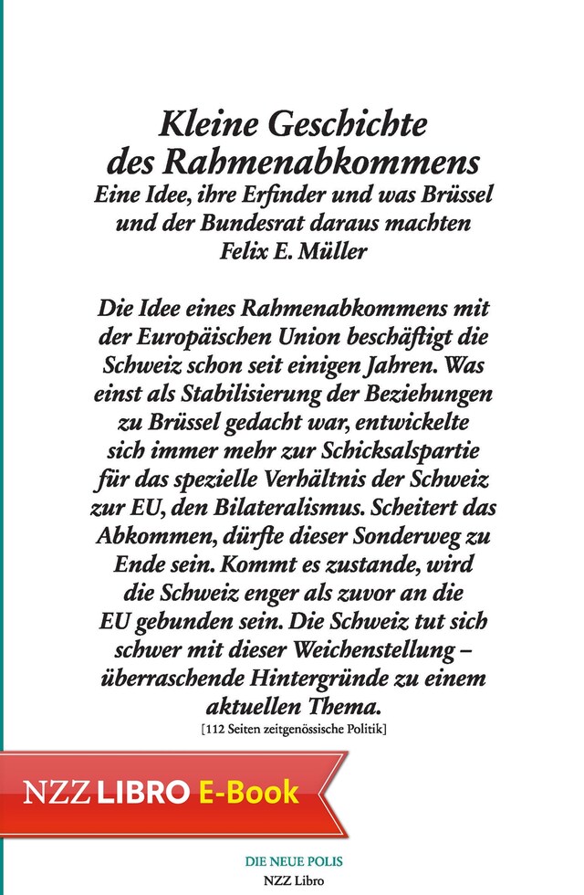 Buchcover für Kleine Geschichte des Rahmenabkommens