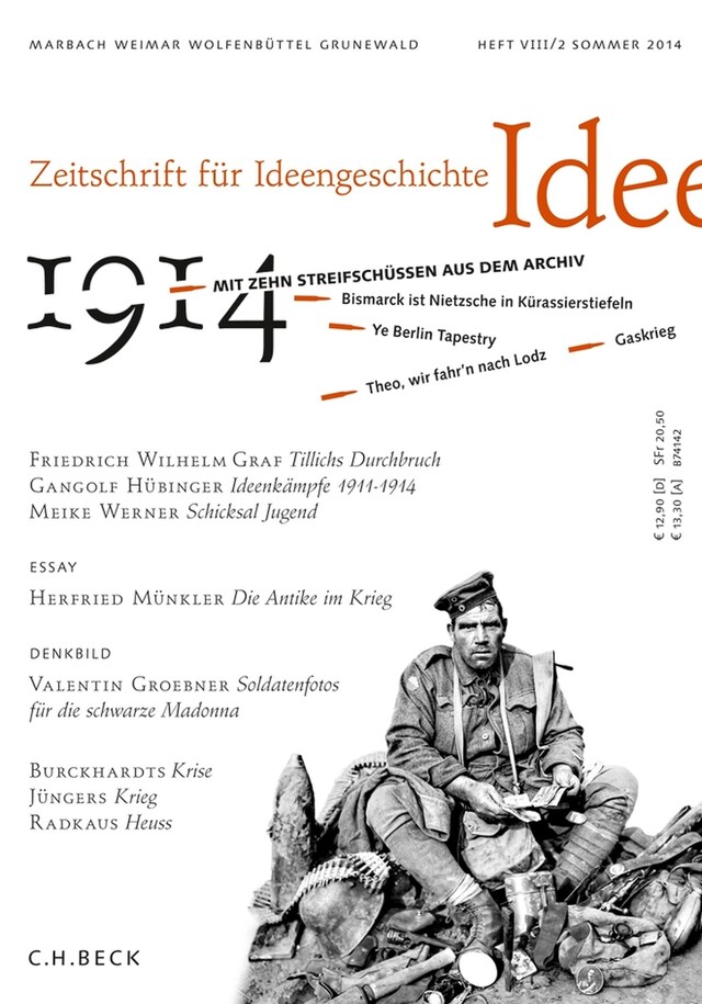 Buchcover für Zeitschrift für Ideengeschichte Heft VIII/2 Sommer 2014