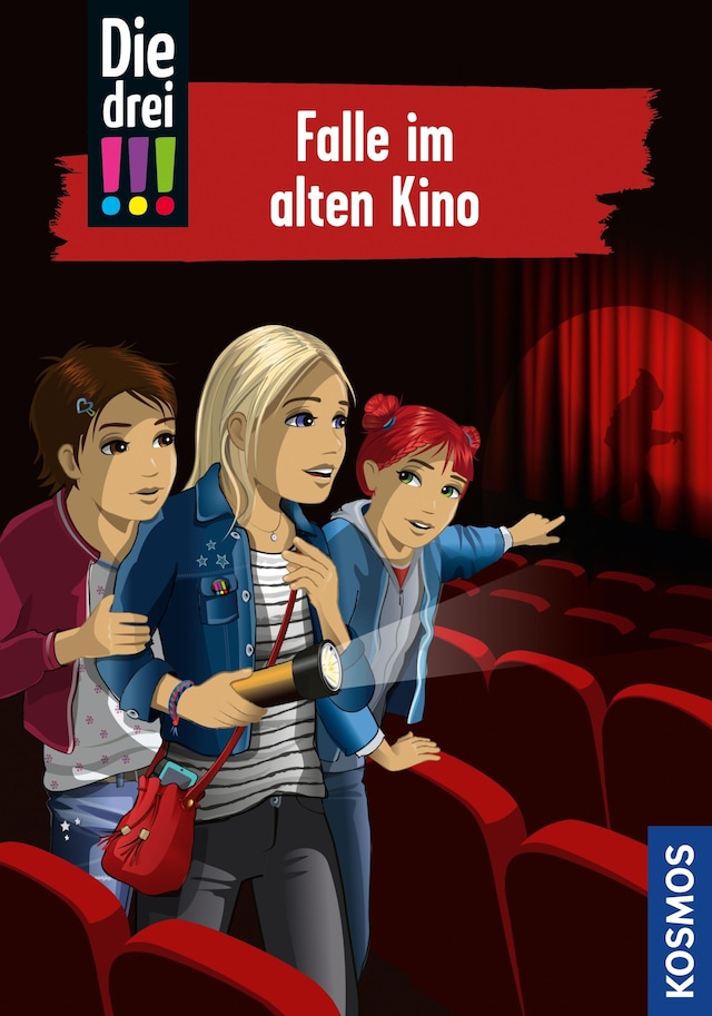 Book cover for Die drei !!!, 95, Falle im alten Kino (drei Ausrufezeichen)