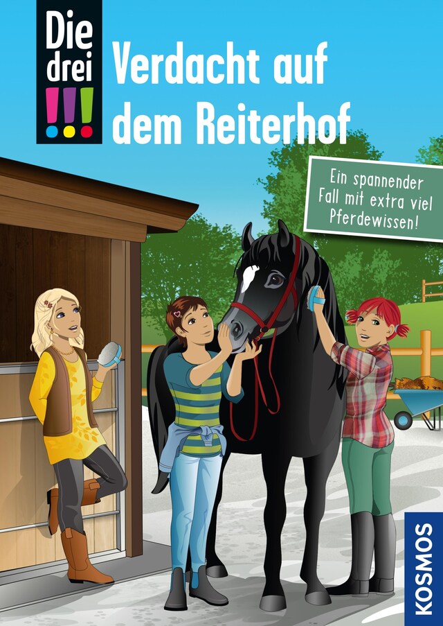 Book cover for Die drei !!!, Verdacht auf dem Reiterhof (drei Ausrufezeichen)