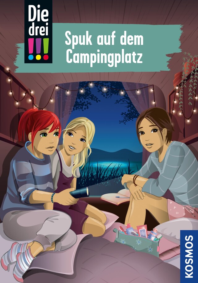 Portada de libro para Die drei !!!, 99, Spuk auf dem Campingplatz (drei Ausrufezeichen)