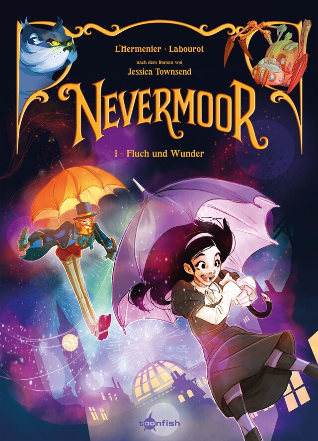 Kirjankansi teokselle Nevermoor. Band 1