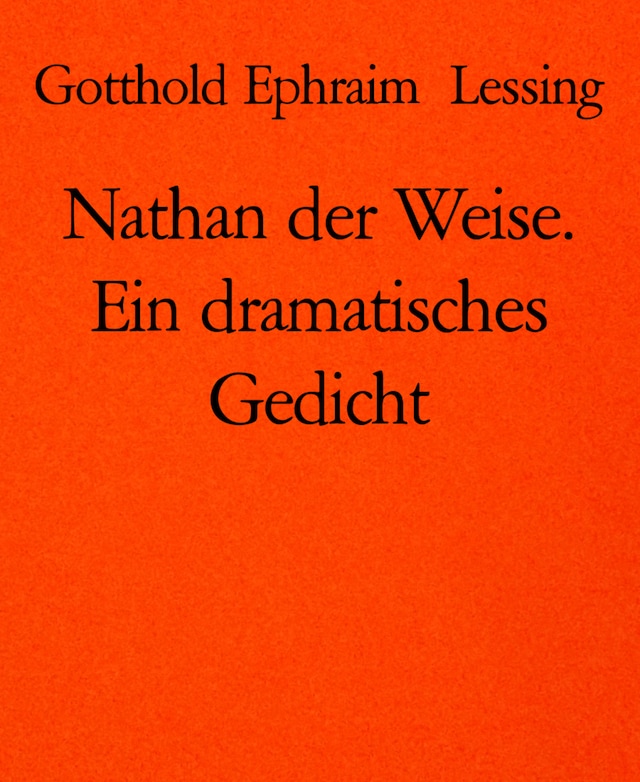 Portada de libro para Nathan der Weise. Ein dramatisches Gedicht