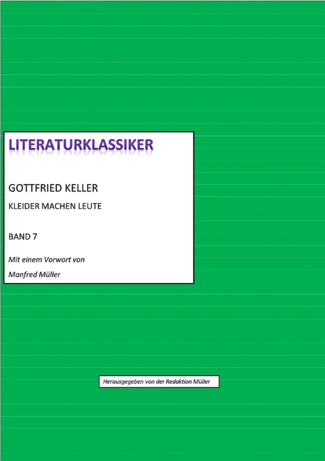 Kirjankansi teokselle Gottfried Keller - Kleider machen Leute