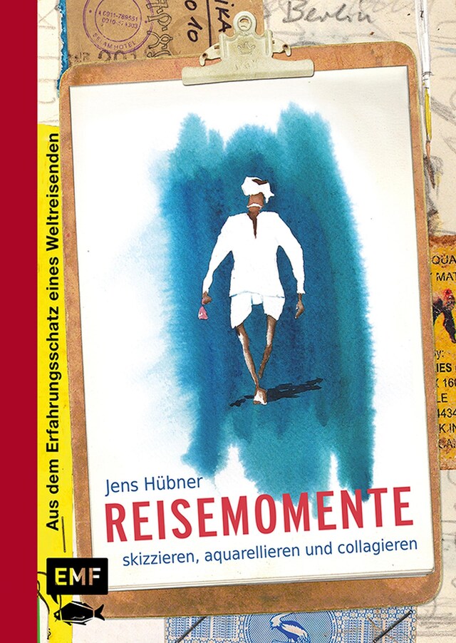 Buchcover für Reisemomente skizzieren, aquarellieren und collagieren