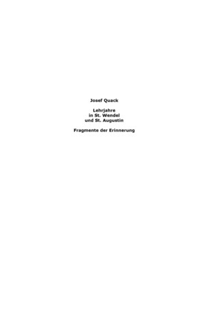 Lehrjahre in St. Wendel und St. Augustin bookCoverFor