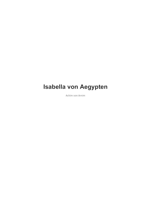 Book cover for Isabella von Aegypten